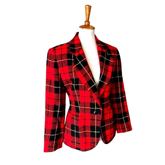 Vintage DKNY Wool Plaid Blazer – Late 80s / Early 90s Tartan Check, NWT, Size 6 - Picture 2 of 8